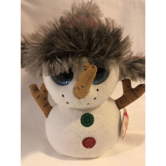 TY Beanie Boos 6" Buttons Snowman Plush Stuffed Animal Toy Heart Tags NEW - Picture 2 of 8